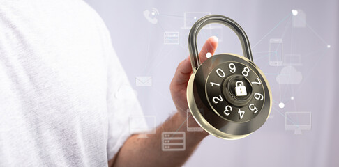 Fototapete - ybersecurity and information or network protection