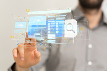 web develop interface web application in hand