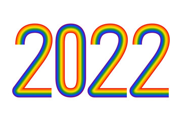 Wall Mural - 2022 LGBT isolated on white background. Happy New Year 2022. Vector illustration. Symbol homosexual. Pride concept.