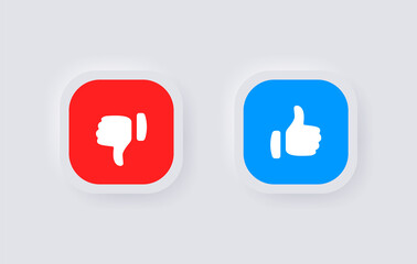 Poster - Like and dislike icons, Thumb up and thump down button - neumorphism buttons - square Neumorphic UI UX Design Elements
