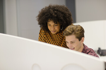 Poster - Business people working on computer at desk