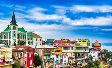 Cityscape of historical city of Valparaiso