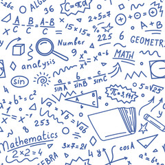 Wall Mural - Pattern from mathematics doodle. School subjects concept