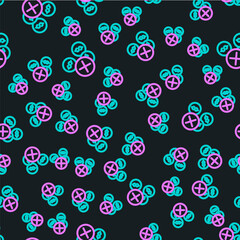 Line No money icon isolated seamless pattern on black background. Vector