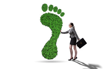 Poster - Ecology concept with green footprint and businesswoman