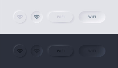 Fototapete - Wireless and wifi icon with white neumorphism buttons -  Wi-fi signal symbol or internet access in circle neumorphic style - Internet Connection icons for apps and website ui ux design interface