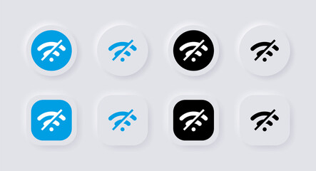Leinwandbilder - WiFi Off - no internet signal vector icon - no wi-fi connection icon, not connected signal wifi sign, Wireless in neumorphism buttons and neumorphic style - ui u user interface for apps and website