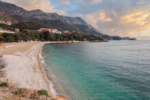 The Strip Of The Kamenovo Beach And The Turquoise Water Of The Adriatic Sea