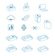 Set of icons for napkin. Vector illustration isolated on white background. Easy to use for presentation your product, design. Editable stroke outline. EPS10.