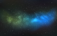 Space Background. Realistic Starry Cosmos. Colorful Milky Way With Bright Stars. Beautiful Universe Wallpaper. Color Galaxy With Stardust. Outer Space Texture. Vector Illustration