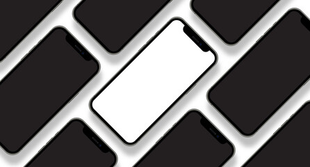 Wall Mural - smartphone collage with blank screen front view