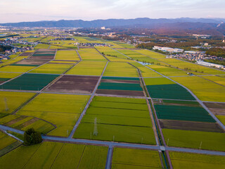 石川県能美市の自然の風景をドローンで撮影した空撮写真 Aerial photos of natural scenery in Nomi City, Ishikawa Prefecture, taken with a drone. 