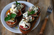 Delicious toast with gorgonzola cheese and figs. Healthy snack. Keto toast.