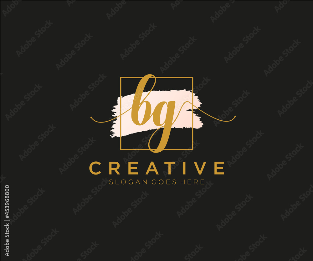 initial BG Feminine logo beauty monogram and elegant logo design ...