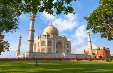 Fototapete - Taj Mahal monument at Agra, India. A UNESCO World Heritage site