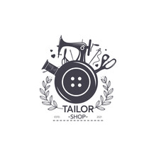 Sewing Logo Of Label Vector