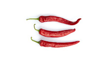Red Chili Pepper On White Background.