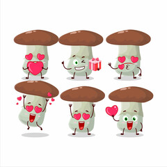 Poster - Suillus mushroom cartoon character with love cute emoticon