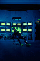 Wall Mural - cyber man has been in virtual reality for too long.