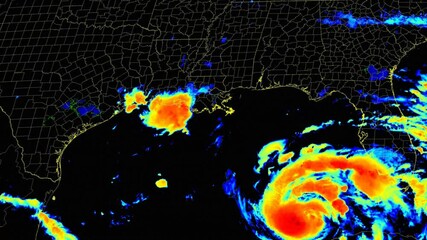 Wall Mural - 2021 hurricane ida time lapse satellite imagery. (gulf of mexico 