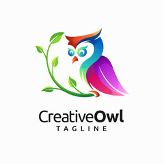 Canvas Print - creative owl logo design with gradient color concept