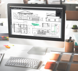 Sticker - Blueprint Architect Construction Project Sketch Concept