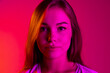 © Lustre Art Group  - Close-up portrait of young beautiful girl isolated on pink background