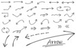 © pico - ペンで書いたような手書き矢印　細めの線画　モノクロ　Arrow handwritten monochrome