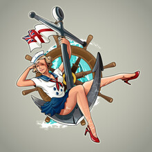 Sailorette Pin Up Girl WW2 Vintage Art Vector Illustration.
All Layers Are Unlocked Including The Uniform. All Layers Are Editable Due To The Vector Format Lexibility.