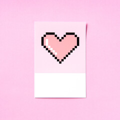 Sticker - Pixelated heart shape 3D illustration