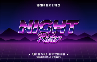 Wall Mural - editable text effect gradient color retro futuristic eighties style for digital and print media font