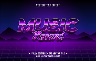 Wall Mural - editable text effect gradient color retro futuristic eighties style for digital and print media font