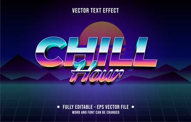 Wall Mural - editable text effect gradient color retro futuristic eighties style for digital and print media font