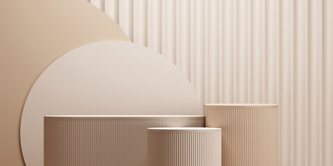 Wall Mural - minimal abstract geometric podium brown background for product presentation. 3d rendering illustrati