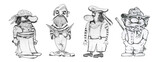 Fototapeta Młodzieżowe - Pirates, a group of funny pirates. 
Drawing cartoon style.