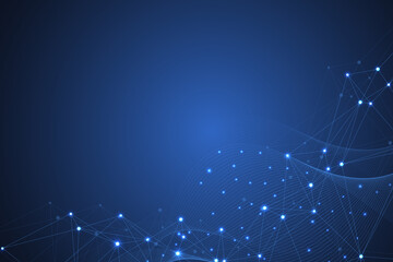 Leinwandbilder - Geometric connected background lines and dots. Simple technology abstract graphic background design, illustration.