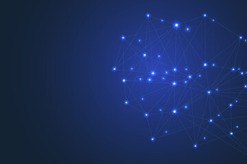 Leinwandbilder - Geometric connected background lines and dots. Simple technology abstract graphic background design, illustration.