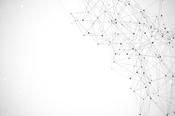 Leinwandbilder - Geometric connected background lines and dots. Simple technology abstract graphic background design, illustration.
