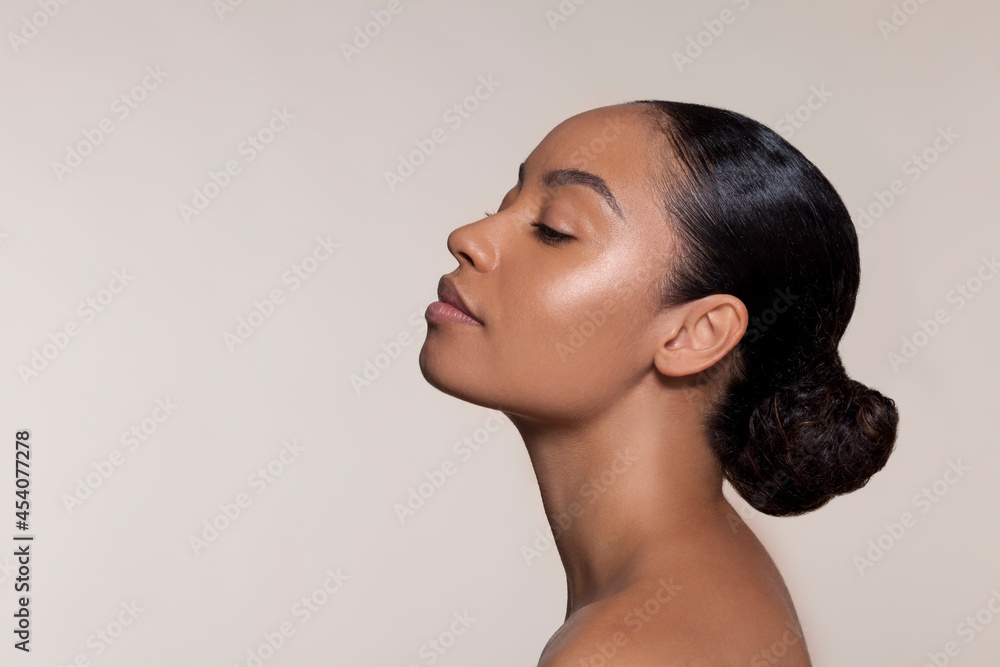 Normal Female Side Profile Side profile of young woman Stock Photo | Adobe Stock