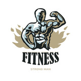 Fototapeta  - Sporty and athletic man. Muscular body. Vector sport illustration on white background.