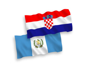 Flags of Republic of Guatemala and Croatia on a white background