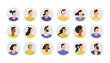 Set of profile portraits of male and female characters. Collection of modern people avatars. Colourful user pics. Vector illustration in flat design style, isolated on white