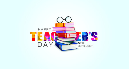 happy Teacher day concept background and books of sarvepalli radhakrishnan