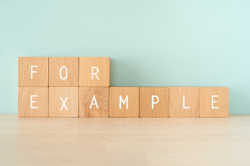 例、たとえ｜「for example」と書かれた積み木