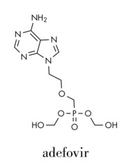 Adefovir hepatitis B and herpes simplex virus (HSV) drug molecule. Skeletal formula.