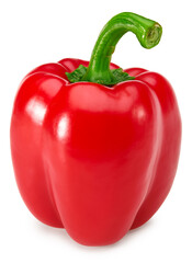 Wall Mural - one red sweet bell pepper isolated on white background. clipping path