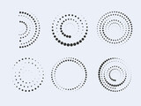 Fototapeta Abstrakcje - Set of halftone round dotted frames. Design element for frame, logo, web pages, prints, posters, template.
