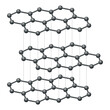 Graphite layers, three-dimensional, schematic diagram. The crystalline form of carbon atoms, hexagonally arranged, forming flat honeycomb lattice layers. Side view of the molecular structure. Vector.