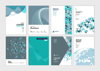 Wall Mural - set of brochure, annual report, business plan cover design templates. vector illustrations for busin