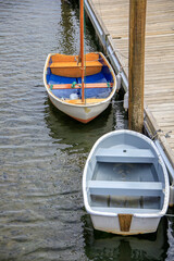 Wall Mural - Wooden boats near a dock in the harbor